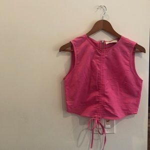 Something Navy Cinched Top in Hot Pink